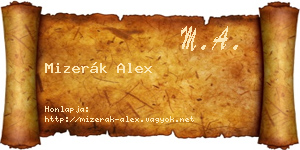 Mizerák Alex névjegykártya